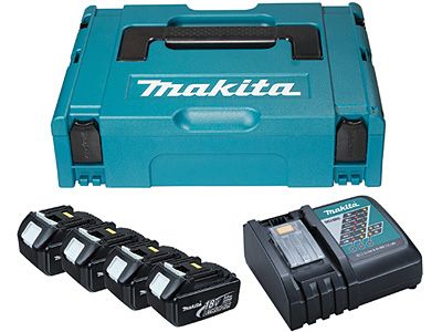 Набір акумуляторів + зарядний пристрій Makita 197954-1, LX BL1830 x 4шт (18В, 3Ач) + DC18RC, кейс Makpac1