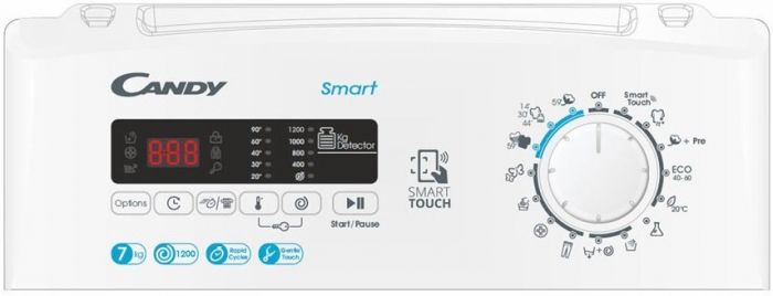 Пральна машина з верт. завант. CANDY CSTG272DVE/1-S, 7кг, 1200, A+++, 40см, Дисплей, Білий