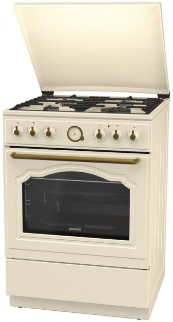 Плита Gorenje KS6250CLI/комбі/60х60/електрон.таймер з диспл./дух-71л/ електророзпал/гриль/слонової кістки