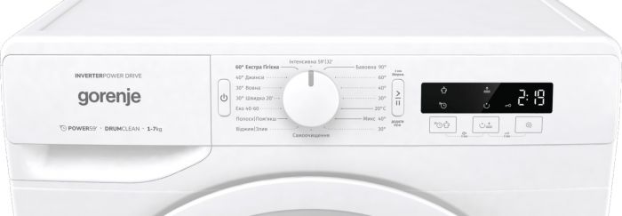 Пральна машина з фронт. завантаженням Gorenje WNPI72SB, інверторна, 7кг, 1200, A+++, глибина 46.5см, Дисплей, Білий