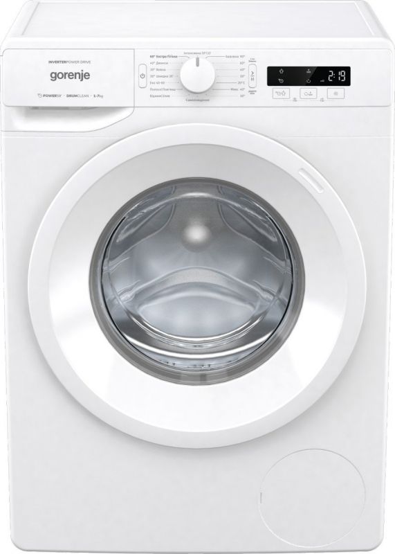 Пральна машина з фронт. завантаж.  Gorenje WNPI82BS, інверторна, 8кг, 1200, A+++, Пар, глибина 54.5см, Дисплей, Білий