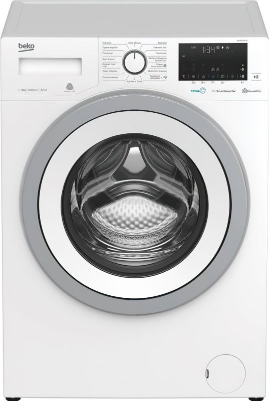 Пральна машина з фронт. зав. BEKO WUE6536XSW, 6кг, 1000, A+++(-10%), Пара, 45см, Дисплей, Білий