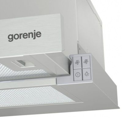 Вбудов.телескопічна витяжка Gorenje TH62E3X/ 60 см./3 швидк/350 м?/год./ алюм.фільтр/механіч упр (кнопочне)/LED/нержав