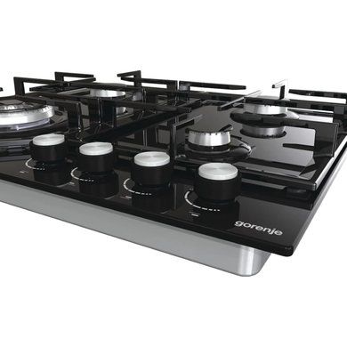 Варильна поверхня Gorenje GTW641KB/газ на склі/розжиг/конф.Wok/газ-контроль/чугуна реш./чорний