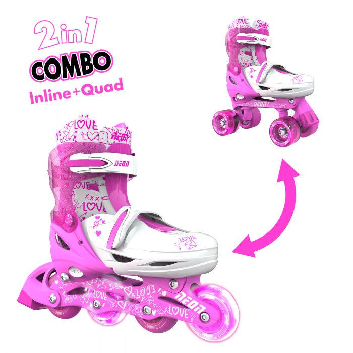 Ролики Neon COMBO SKATES Рожевий (Розмір 34-38)