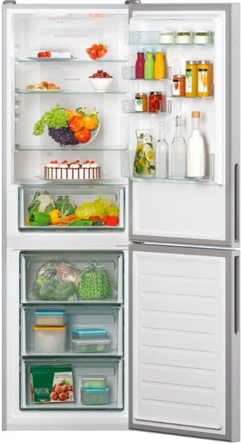 Холодильник з нижн. мороз. камерою CANDY CCE4T618ESU, 185х66х60см, 2 дв., Х- 222л, М- 119л, A++, NF, Cріблястий