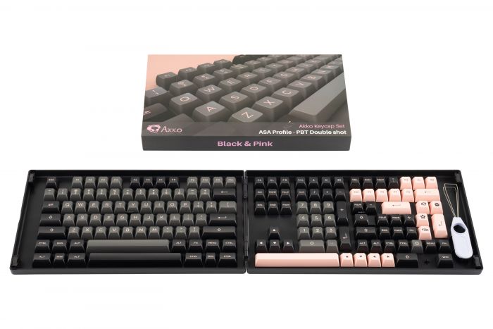Akko Кейкапи Black&Pink ASA Fullset Keycaps, EU, Blue