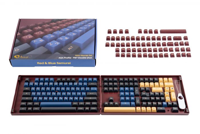 Akko Кейкапи Blue&Red Samurai ASA Fullset Keycaps, EU, Blue