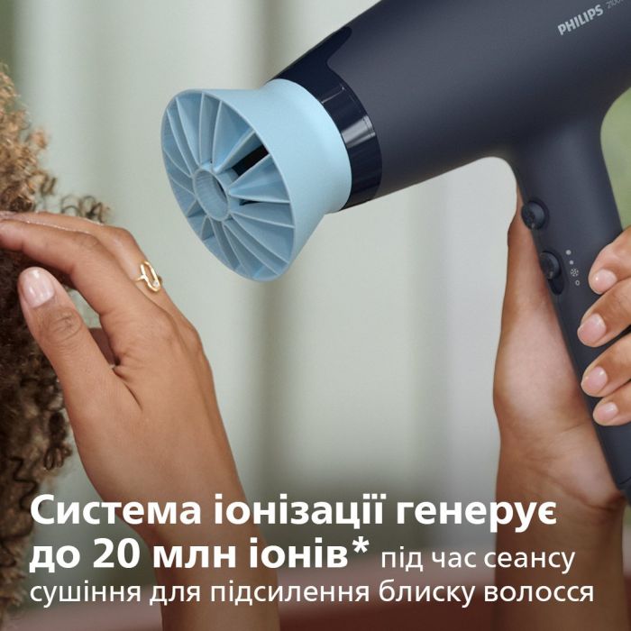 Фен Philips 3000 Series, 2100Вт, 3 режими, дифузор, іоніз-я, хол. обдув, синій