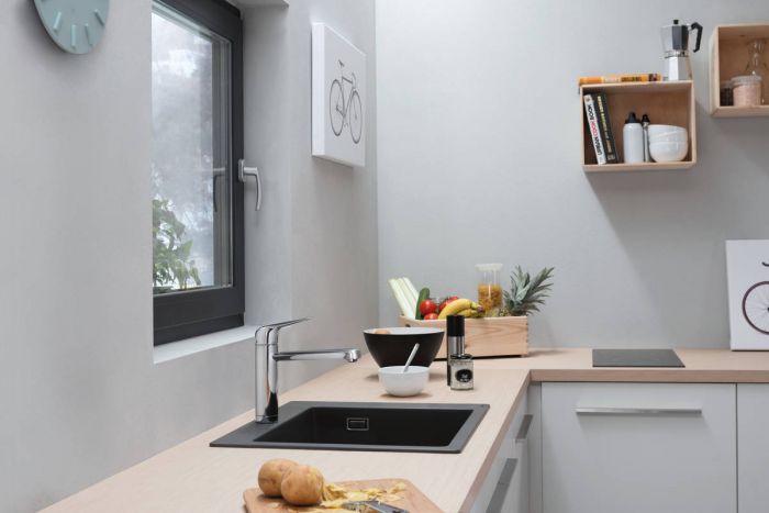 Кухонна мийка Hansgrohe S51 S510-F450/43312290/граніт/прямокутна/560х510х190/на стільницю/сірий камінь