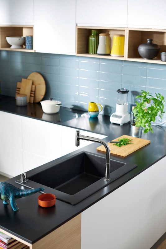 Кухонна мийка Hansgrohe S51 S510-F660/43313290/граніт/прямокутна/770х510х190/на стільницю/сірий камінь