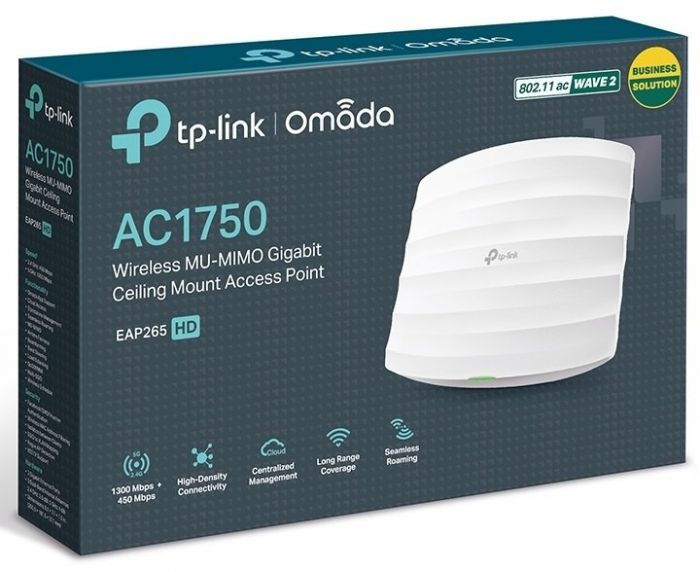 Точка доступу TP-LINK EAP265 HD AC1750 2xGE LAN PoE+passive PoE MU-MIMO стел.