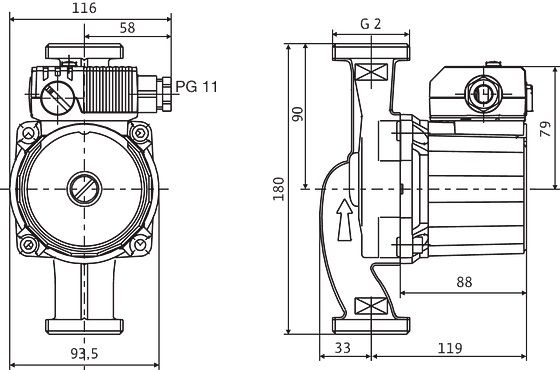 Насос циркуляційний Wilo Star-RS 30/8, 2", 10 бар, 180 мм, 151 Вт, 230V