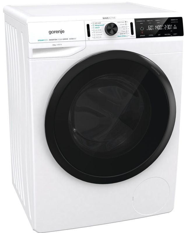 Пральна машина з фронт. загр. Gorenje WA84CS, 8кг, 1400, A+++, Пара, глибина 55см, Дисплей, Білий