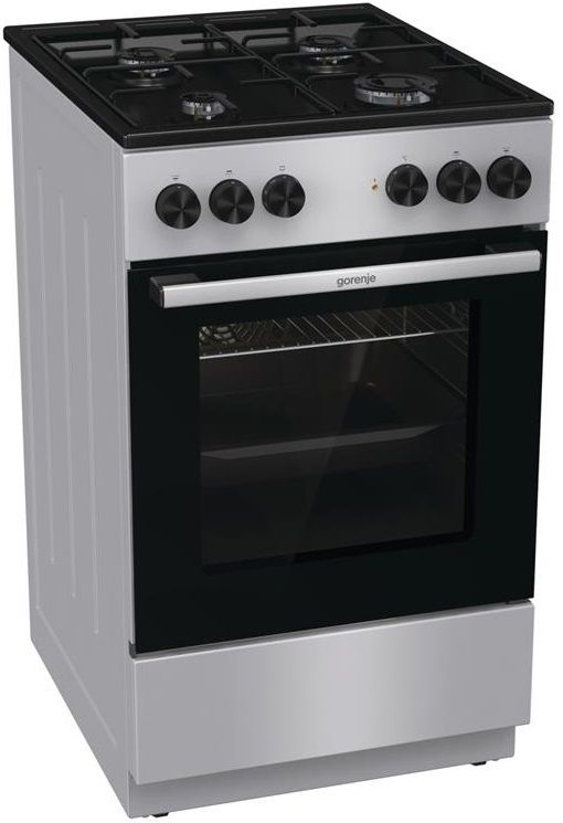 Плита Gorenje MEK3011SB/комбінована/електропідпал/емальовані решітки/гриль/газ-контроль/50х60/сірий