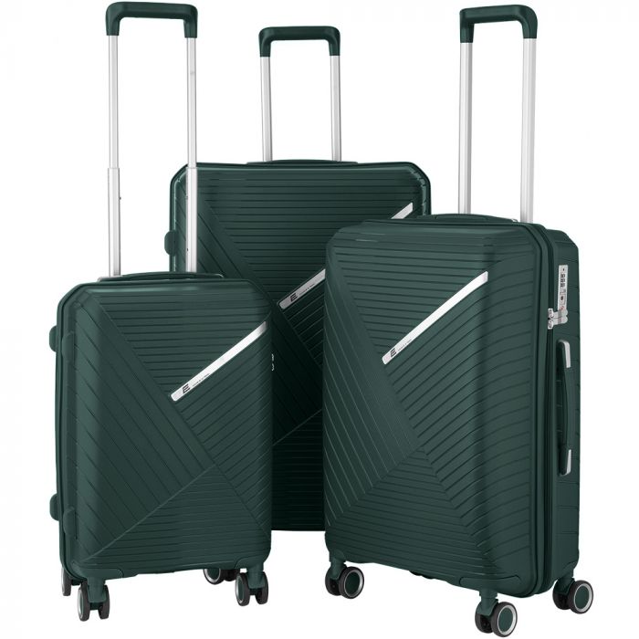 Набір пластикових валіз 2E, SIGMA,(L+M+S), 4 колеса, смарагд