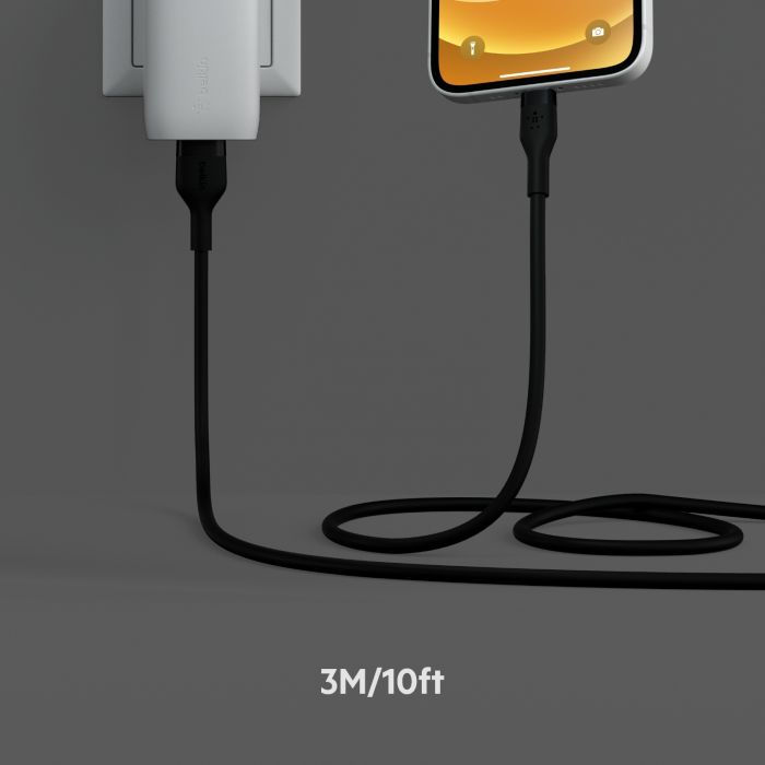 Кабель Belkin USB-A - Lightning силіконовий, з кліпсою, 1м, чорний