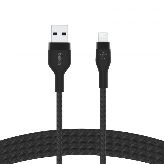 Кабель Belkin USB-A - Lightning плетений, силіконовий, з ремінцем на магніті, 1м, Black