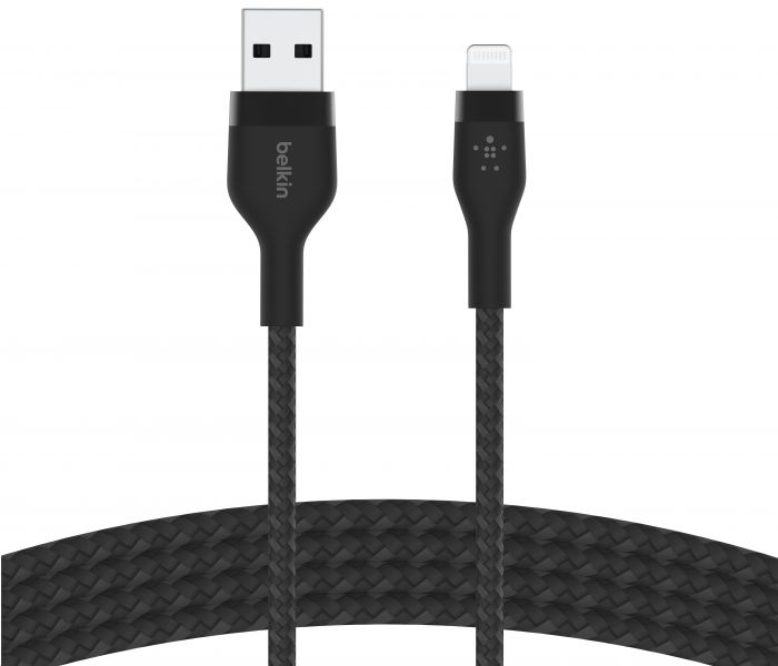 Кабель Belkin USB-A - Lightning плетений, силіконовий, з ремінцем на магніті, 1м, Black