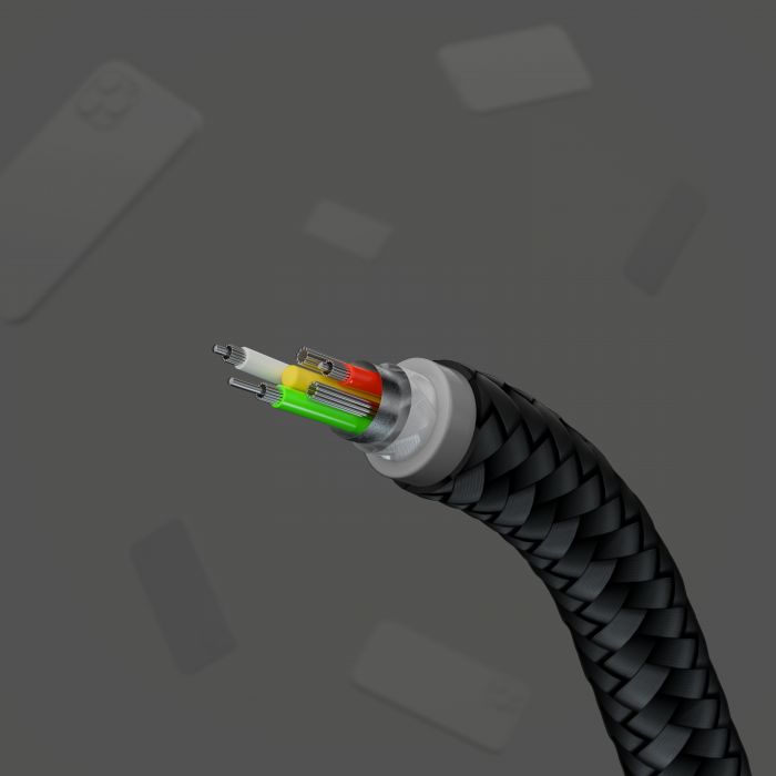 Кабель Belkin USB-С - Lightning плетений, силіконовий, з ремінцем на магніті, 1м, чорний