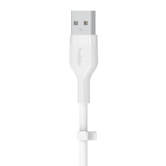 Кабель Belkin USB-A - USB-C силіконовий, з кліпсою, 2м, білий