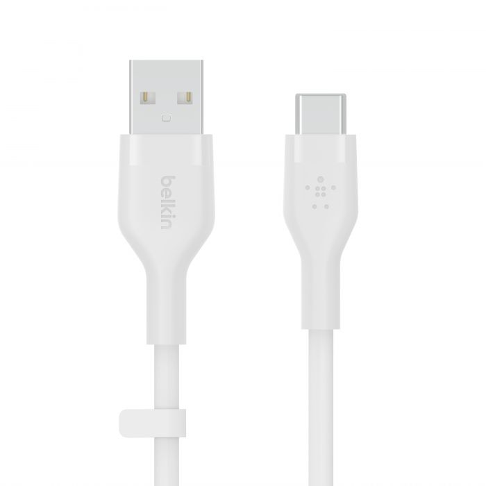 Кабель Belkin USB-A - USB-C силіконовий, з кліпсою, 2м, білий