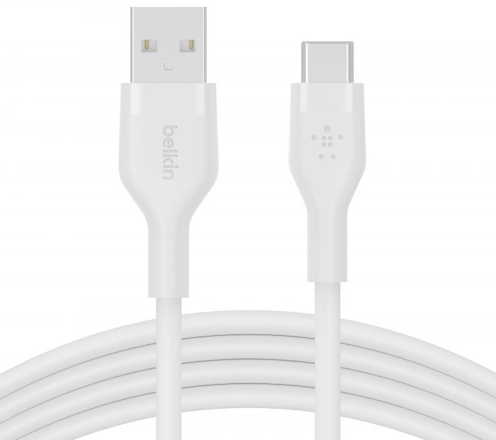 Кабель Belkin USB-A - USB-C силіконовий, з кліпсою, 2м, білий