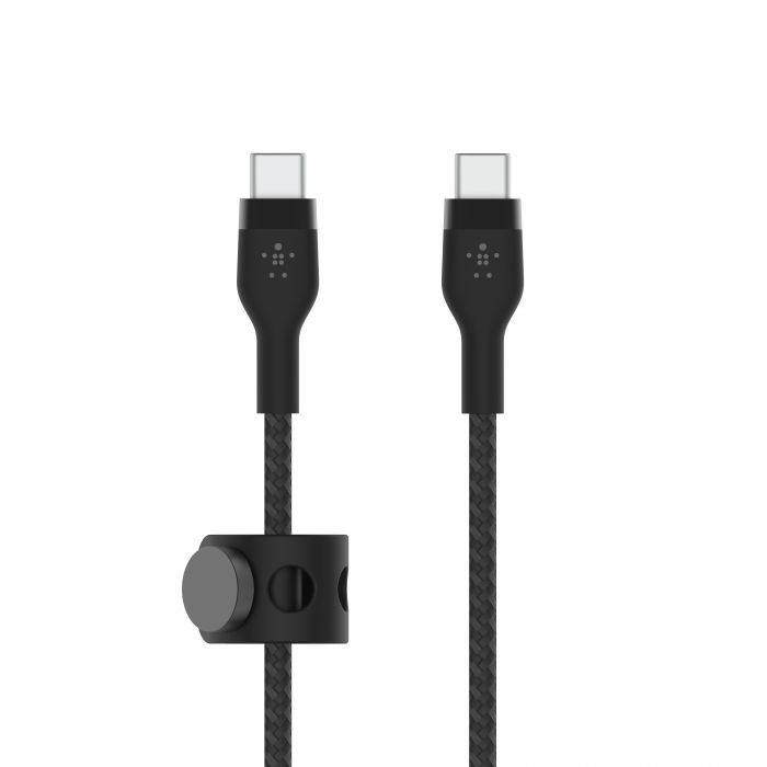 Кабель Belkin USB-С - USB-C плетений, силіконовий, з ремінцем на магніті, 1м, чорний