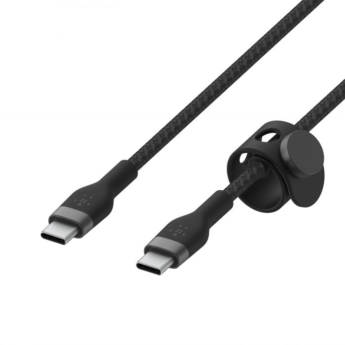 Кабель Belkin USB-С - USB-C плетений, силіконовий, з ремінцем на магніті, 1м, чорний