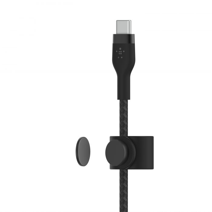 Кабель Belkin USB-С - USB-C плетений, силіконовий, з ремінцем на магніті, 1м, чорний