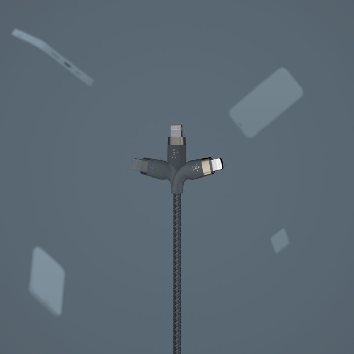 Кабель Belkin USB-A - Lightning плетений, силіконовий, з ремінцем на магніті, 1м, синій