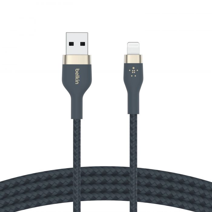 Кабель Belkin USB-A - Lightning плетений, силіконовий, з ремінцем на магніті, 1м, синій