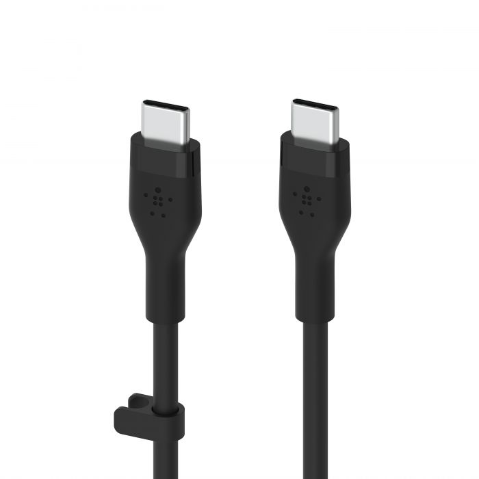 Кабель Belkin USB-С - USB-C силіконовий, з кліпсою, 1м, чорний