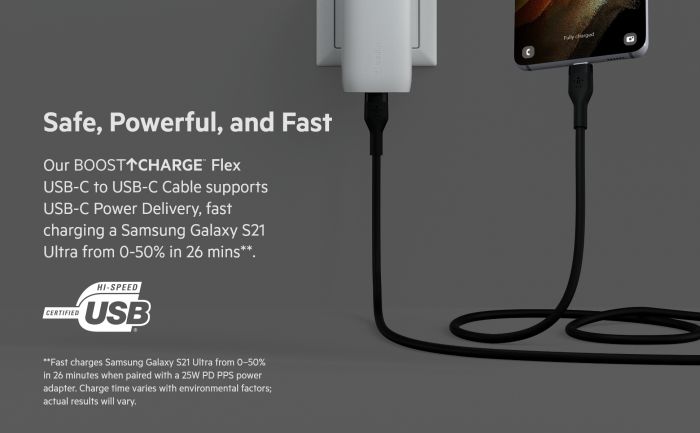 Кабель Belkin USB-С - USB-C силіконовий, з кліпсою, 2м, чорний