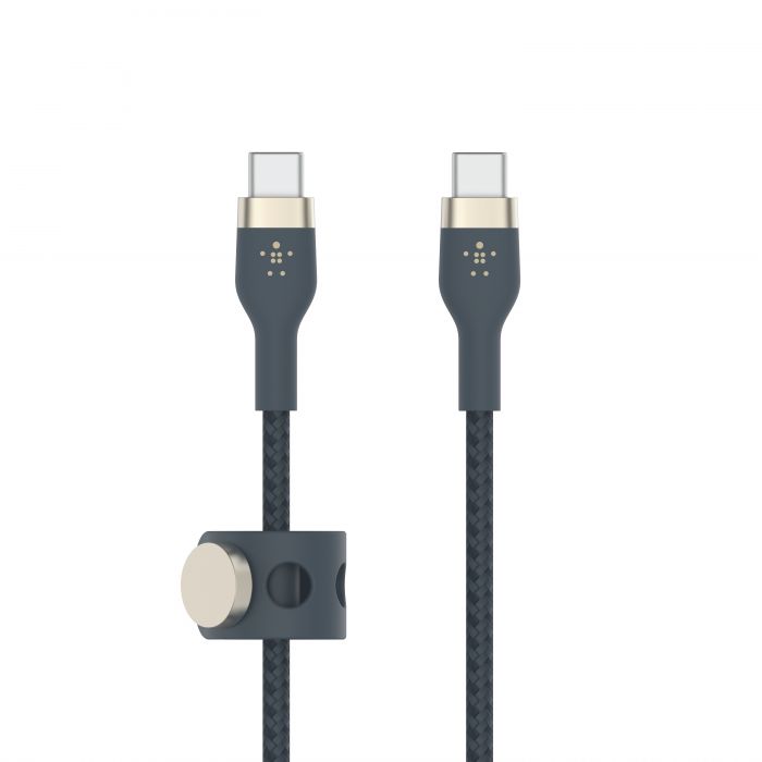 Кабель Belkin USB-С - USB-C плетений, силіконовий, з ремінцем на магніті, 1м, синій