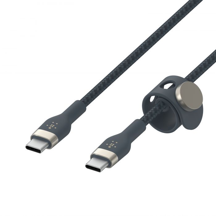 Кабель Belkin USB-С - USB-C плетений, силіконовий, з ремінцем на магніті, 1м, синій