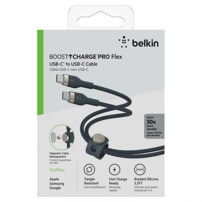 Кабель Belkin USB-С - USB-C плетений, силіконовий, з ремінцем на магніті, 1м, синій
