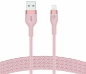 Кабель Belkin USB-A - Lightning плетений, силіконовий, з ремінцем на магніті, 1м, рожевий