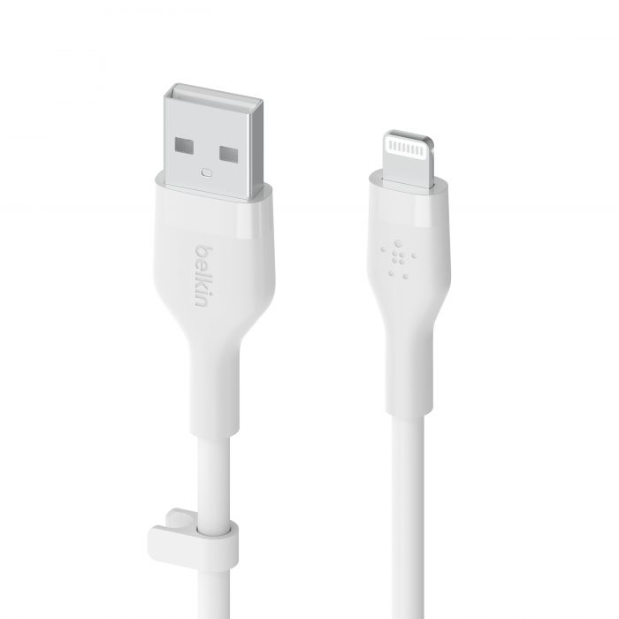 Кабель Belkin USB-A - Lightning силіконовий, з кліпсою, 1м, білий