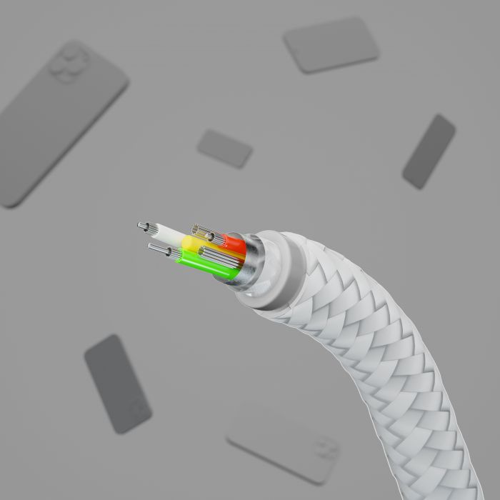Кабель Belkin USB-A - Lightning плетений, силіконовий, з ремінцем на магніті, 1м, білий