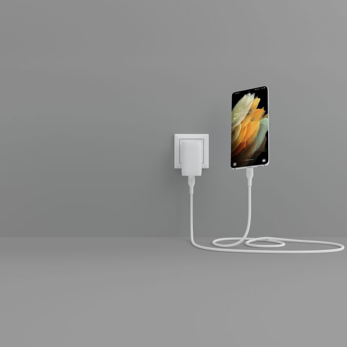 Кабель Belkin USB-С - USB-C силіконовий, з кліпсою, 1м, білий