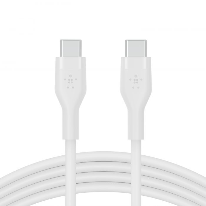 Кабель Belkin USB-С - USB-C силіконовий, з кліпсою, 2м, білий