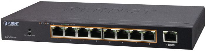 Комутатор Planet 8 Port Gigabit PoE Switch 100W 1xUplink Unmanaged