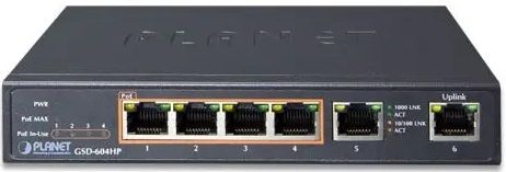 Комутатор Planet 4 Port Gigabit PoE+ Switch 55W 1 Uplink Unmanaged