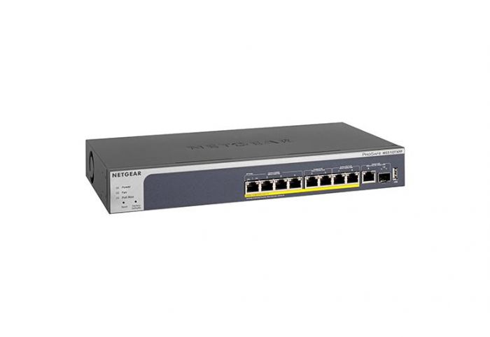Комутатор NETGEAR MS510TXPP, 8-Port PoE+(180Вт): 4x1GE, 2x2,5GE, 2x5GE. 1x10GE, 1xSFP+, керований