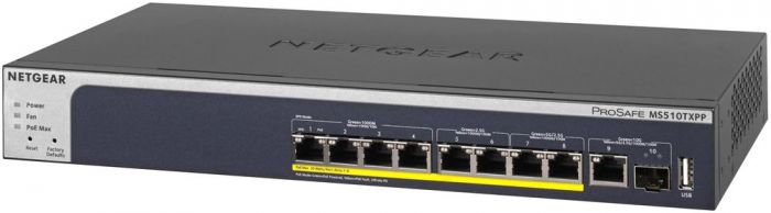 Комутатор NETGEAR MS510TXPP, 8-Port PoE+(180Вт): 4x1GE, 2x2,5GE, 2x5GE. 1x10GE, 1xSFP+, керований