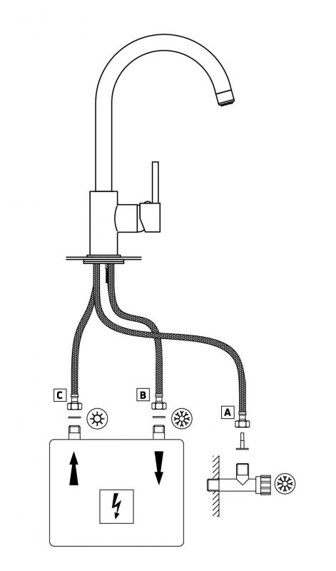 Змішувач для кухні Deante Low pressure,  довж.виливу - 183мм, поворотний, 1важіль, 3-е підкл., хром
