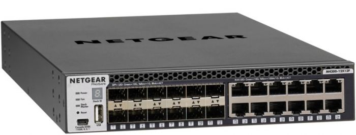 Комутатор NETGEAR M4300-12X12F (XSM4324S) 12x10GE, 12xSFP+, керований L3 з можливістю стекування