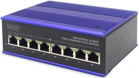Комутатор DIGITUS Industrial 8 Port Fast Ethernet PoE Switch, Unmanaged