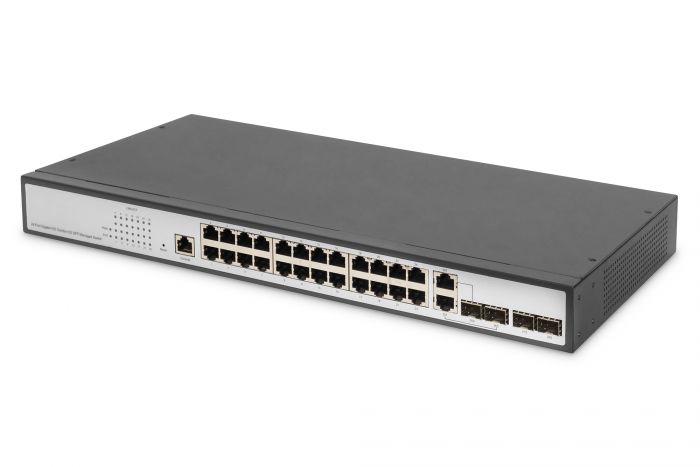 Комутатор DIGITUS 24 port + 2 combo and 2 SFP uplink, Gigabit L2 Switch, Managed